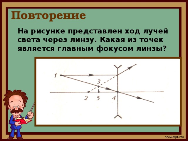 На рисунке 13 изображен ход лучей 1 и 2 после прохождения их через линзу