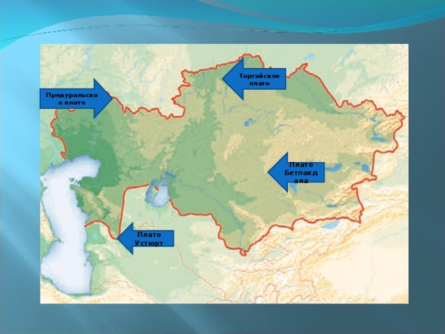 Торгайское плато Предуральское плато Плато Бетпакдала Плато Устюрт